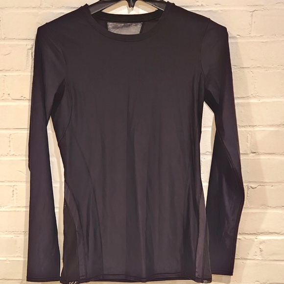 LULULEMON Long Sleeve Black Top with Sheer Details - Picture 3 of 7